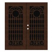Unique Home Designs Spaniard 72 in. x 80 in. Copper Right-active Surface Mount Aluminum Security Door with Black Perforated Aluminum Screen
