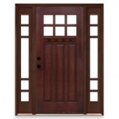 Steves & Sons Craftsman 6 Lite Stained Mahogany Wood Right-Hand Entry Door with 5 Lite Sidelites-DISCONTINUED