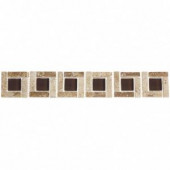 MARAZZI 12 in. x 2 in. Tuscan Brown Porcelain and Glass Listello Accent Tile