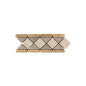 Daltile Travertine Gold / Antalya / Ivory Blend 4 in. x 12 in. Slate Diamond Border Accent Wall Tile