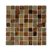Splashback Tile Metallic Carved Egyptian's Gold Blend 1/2 in. x 1/2 in. Marble And Glass Tiles - 6 in. x 6 in. Tile Sample