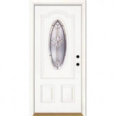 Feather River Doors Medina Brass 3/4 Oval Lite Primed Smooth Fiberglass Entry Door