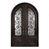 Iron Doors Unlimited Fero Fiore 3/4 Lite Painted Oil Rubbed Bronze Decorative Wrought Iron Entry Door