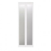 Impact Plus Mir-Mel White Frosted Mirror White Trim MDF Interior Bi-fold Closet Door