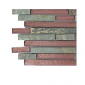 Splashback Tile Geo Harmony Slate Rust Glass - 6 in. x 6 in. Tile Sample
