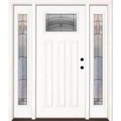 Feather River Doors Rochester Patina Craftsman Primed Smooth Fiberglass Entry Door with Sidelites