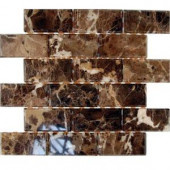 Splashback Tile Rich Dark Emperador Chamfered 12 in. x 12 in. Marble Mosaic Floor and Wall Tile
