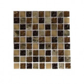 Splashback Tile Cask Brown Blend 1/2 in. x 1/2 in. Marble And Glass Tile - 6 in. x 6 in. Tile Sample