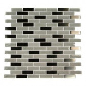 Splashback Tile Contempo Ice Cave 1/2 in. x 2 in. Brick Pattern Marble And Glass Tile