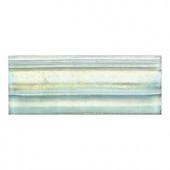 Daltile Cristallo Glass Aquamarine 3 in. x 8 in. Glass Chair Rail Accent Wall Tile