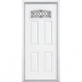Masonite Halifax Camber Fanlite Primed Steel Entry Door with Brickmold