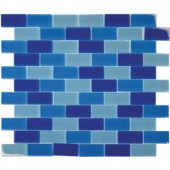 MS International Blue Blend 1 in. x 2 in. Mesh-mounted Mosaic Glass Floor & Wall Tile