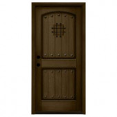 Steves & Sons Rustic 2-Panel Speakeasy Stained Mahogany Wood Right-Hand Entry Door with 6 in. Wall and Stained Jamb