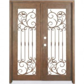 61.5 in. x 96 in. Copper Prehung Right-Hand Inswing Wrought Iron Double Straight Top Entry Door