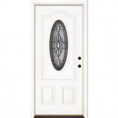 Feather River Doors Sapphire Patina 3/4 Oval Lite Primed Smooth Fiberglass Entry Door