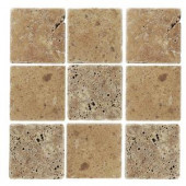 Jeffrey Court Travertino Noce 4 in. x 4 in. Tumbled Stone Tile (9 pieces/1 sq. ft./1 pack)