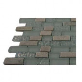 Splashback Tile Emerald Bay Blend Brick Pattern 1/2 in. x 2 in. Marble And Glass Tiles Brick - 6 in. x 6 in. Tile Sample