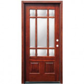 Pacific Entries Craftsman 9 Lite Stained Mahogany Wood Entry Door