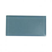 Splashback Tile Contempo Turquoise Polished Glass Tile - 3 in. x 6 in. Tile Sample