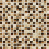 Daltile Stone Radiance Caramel Travertino 12 in. x 12 in. x 8mm Glass and Stone Mosaic Blend Wall Tile