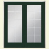 Masonite 72 in. x 80 in. Conifer Right-Hand 10 Lite Fiberglass Patio Door with No Brickmold in Vinyl Frame