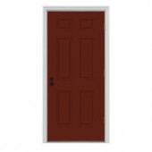 JELD-WEN 6-Panel Painted Steel Entry Door with Primed Brickmold