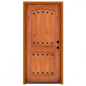 Steves & Sons Rustic 2-Panel Stained Oak Wood Left-Hand Entry Door with 6 in. Wall and Prefinished Jamb
