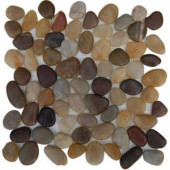 Splashback Tile Flat 3D Pebble Rock Multicolor Stacked 12 in. x 12 in. Marble Mosaic Floor and Wall Tile