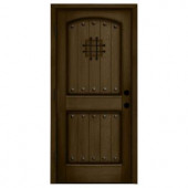 Steves & Sons Rustic 2-Panel Speakeasy Stained Mahogany Wood Right-Hand Entry Door with 4 in. Wall and Stained Jamb