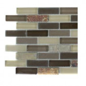 Splashback Tile Tectonic Brick Multicolor Slate And Khaki Blend Glass Tiles - 6 in. x 6 in. Tile Sample