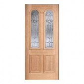 Main Door Mahogany Type Unfinished Beveled Zinc Twin Arch Glass Solid Wood Entry Door Slab