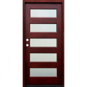 Pacific Entries Contemporary 5 Lite Mistlite Stained Wood Mahogany Entry Door