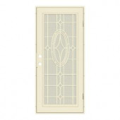 Unique Home Designs Modern Cross 36 in. x 80 in. Beige Right-Hand Surface Mount Aluminum Security Door with Beige Perforated Aluminum Screen