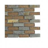 Splashback Tile Tectonic Brick Multicolor Slate and Bronze Glass Floor and Wall Tile - 6 in. x 6 in. Tile Sample