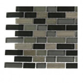 Splashback Tile Naiad Blend Bricks 1/2 in. x 2 in. Marble And Glass Tile Brick Pattern - 6 in. x 6 in. Tile Sample