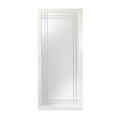 Andersen 3000 Series 36 in. White Left-Hand Full-View Etched Glass Storm Door with Fast and Easy Installation System