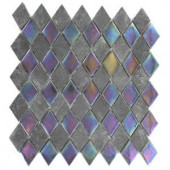 Splashback Tile Tectonic Diamond Black Slate and Rainbow Black 11 in. x 12 in. Glass Floor and Wall Tile