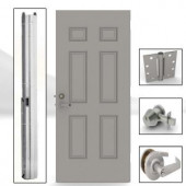 L.I.F Industries 36 in. x 80 in. 6-Panel Gray Left-Hand Security Door Unit with Knockdown Frame