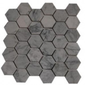 Splashback Glass Tile Hexagon White Carrera Mesh-Mounted Mosaic Floor and Wall Tile - 4 in. x 6 in. Tile Sample