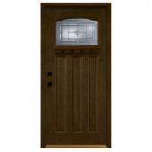 Steves & Sons Allentown Top Lite Stained Mahogany Wood Right-Hand Entry Door 4 in. Wall and Prefinished Frame