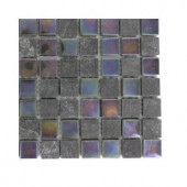 Splashback Tile Tectonic Squares Black Slate and Rainbow Black Glass Floor and Wall Tile - 6 in. x 6 in. Tile Sample
